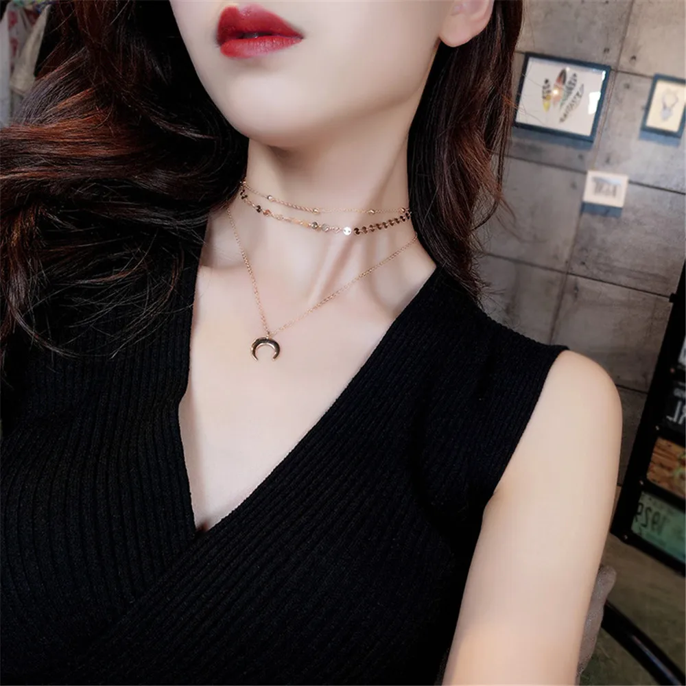 CRLEY 3 шт./компл. Золотая цепь полумесяц ювелирные изделия женские Boho Collares для
