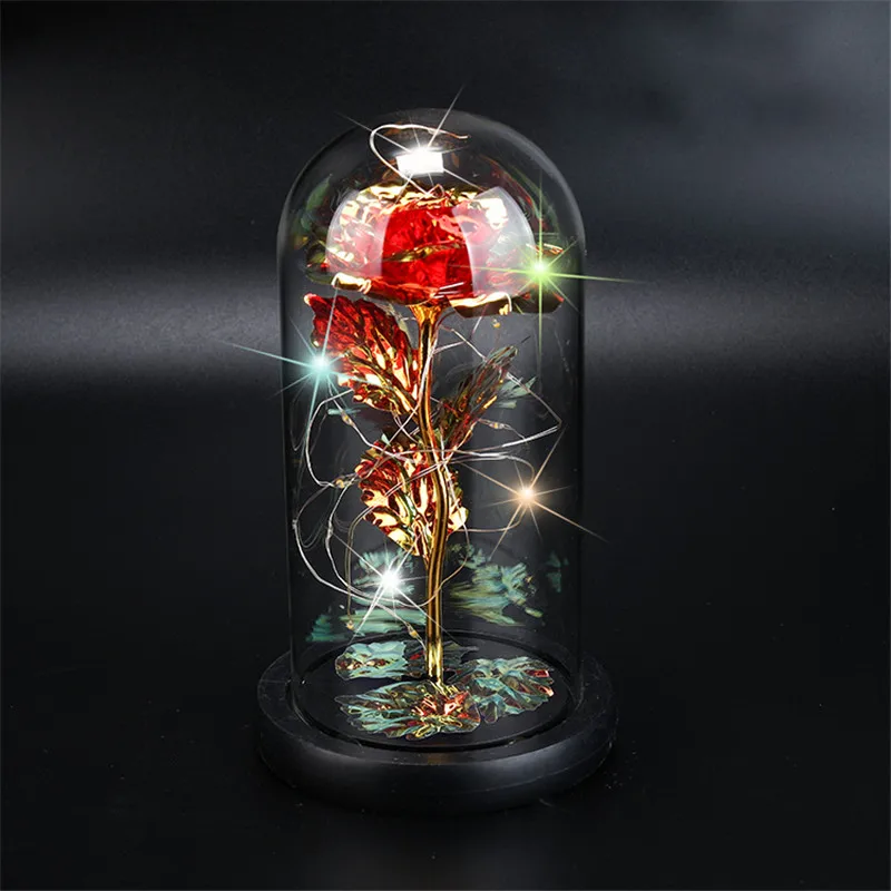 

New Artificial Eternal Beast Beauty Rose Eternelle Flower Glass Dome LED Christmas Mother Birthday Valentines Day Wedding Gift