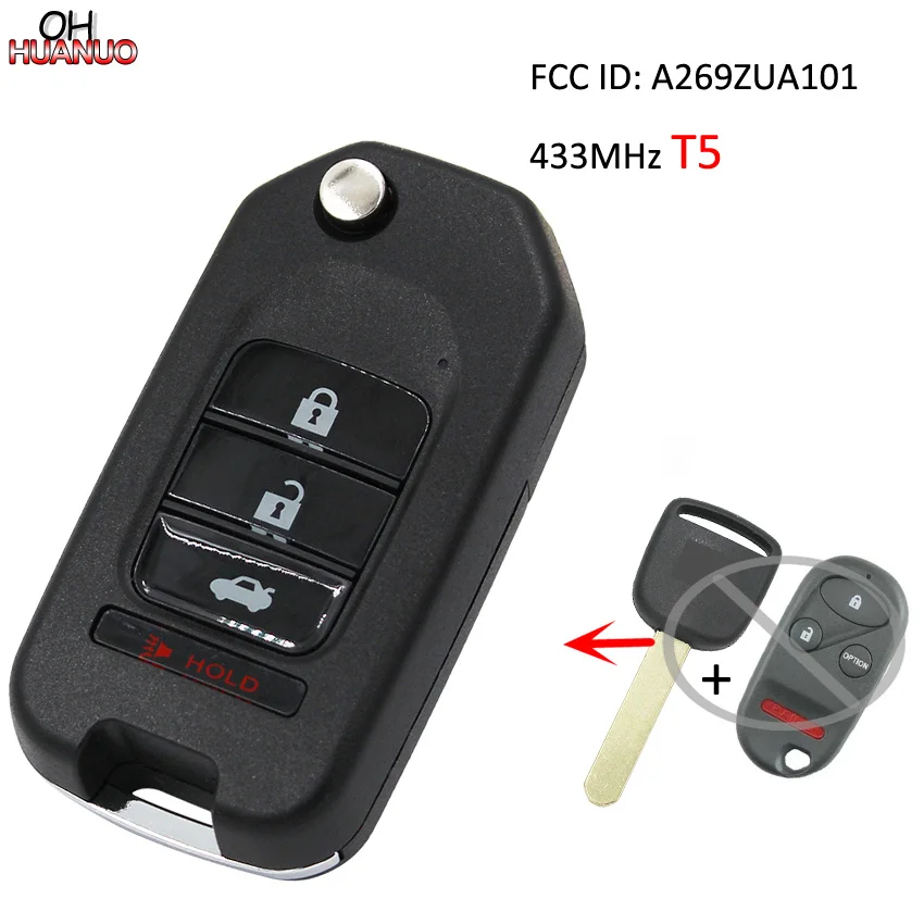 Обновленный дистанционный ключ 433 МГц чип T5 для Honda 1996-2004 Odyssey/ 2000-2006 дюймов
