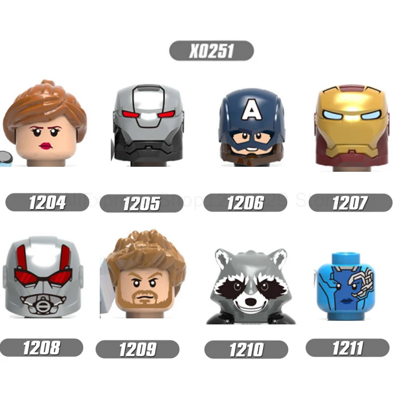 

2021 X0251 Movie characters Hero Parallel universe Figures Fittings Head Building Block Toys Children