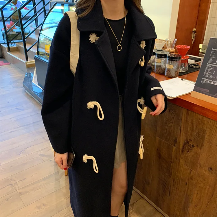 Повседневное модное зимнее шерстяное пальто длинные карманы Смешанное и куртка