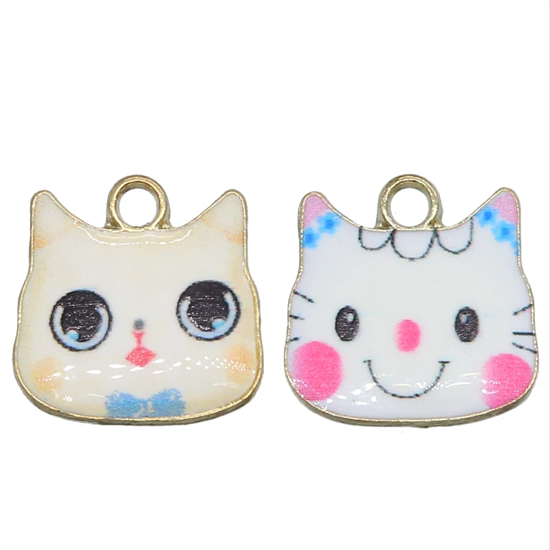 5 шт. Розовая эмаль кошка в форме животного Подвеска из сплава для творчества