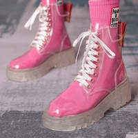 2021 new fashion all match niche personality unique hot girl recommendation martin boots star transparent bottom rain boots