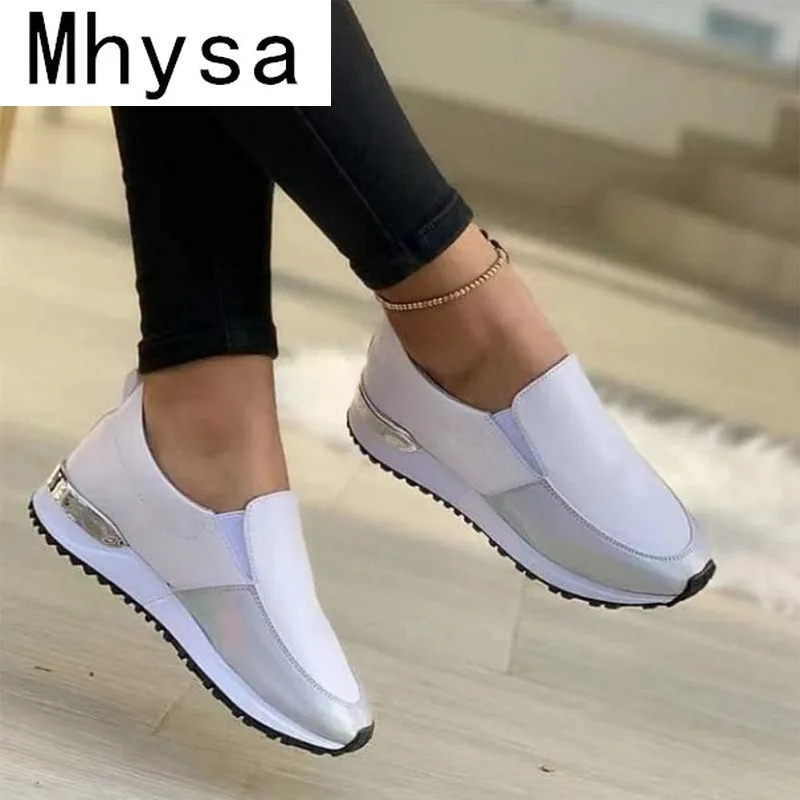 

Vulcanize Shoes Sneakers Women Shoes Ladies Slip-On Knit Solid Color Sneakers for Female Sport Mesh Casual Shoes for Women 2021