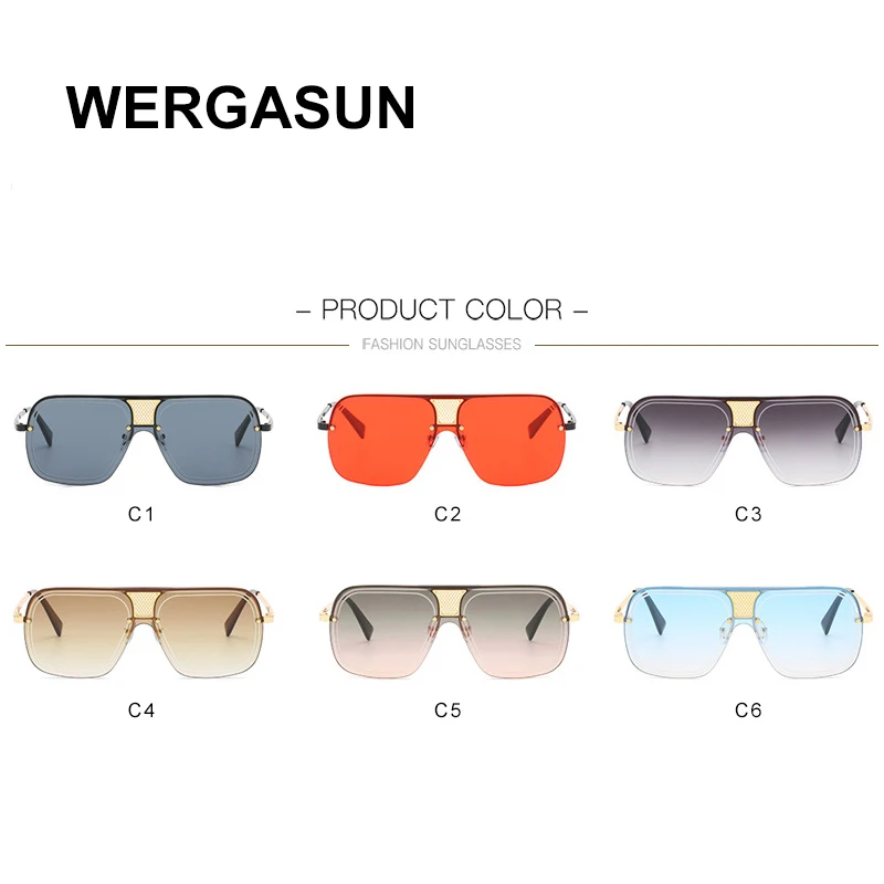 

WERGASUN square Sunglasses Woman Fashion Oversized Sunglasses Men Brand Designer Goggle Sun Glasses Female Oculos De Sol UV400