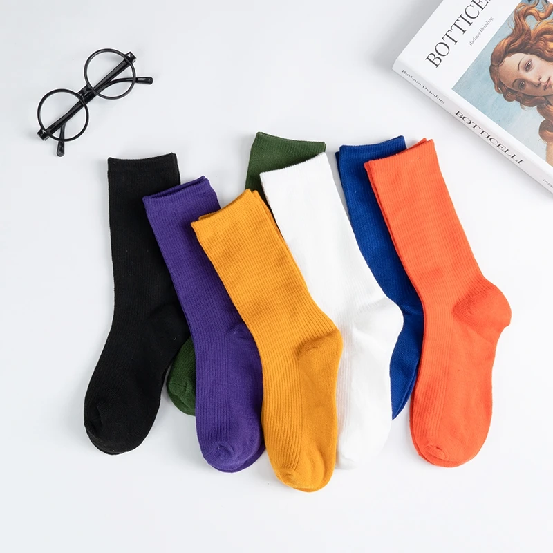 

Носки женские, однотонные, вязаные, хлопковые, с двойной спицей, в японском, Корейском стиле