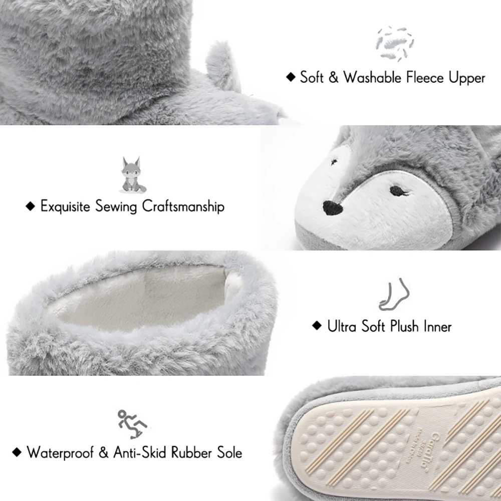 Женские тапочки с милыми животными удобные плюшевые изображением лисы теплые