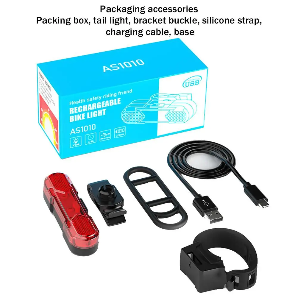 

Bike Tail Light USB Fast Charging Durable LED Safety Light Bicycle Riding Light Fits on Any Road