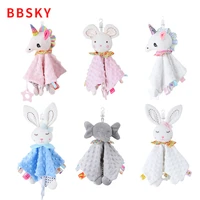 new baby plush toys security tag cute stuffed animal blanket comforter bunny soothe appease towel newborn infant 0 24months gift