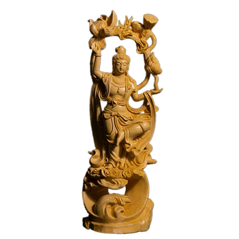 26 см статуя Гуаньинь Бодхисаттва фэн шуй Будда из бокса деревянная поклонение