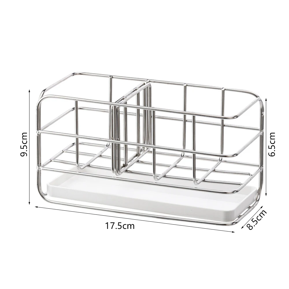 

Drain Rack With Tray Stainless Partition Board Brush Steel Space Saving Adjustable Smooth Sink Drying Shelf For Kitchen Bathroom