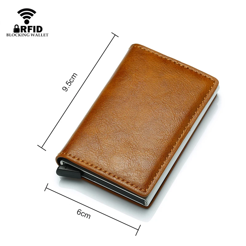 DIENQI, защита от Rfid, для мужчин и женщин, кредитный держатель для карт, кожа, Ретро стиль, тонкий мини-кошелек, металлический, алюминиевый, бизнес, чехол для id карты