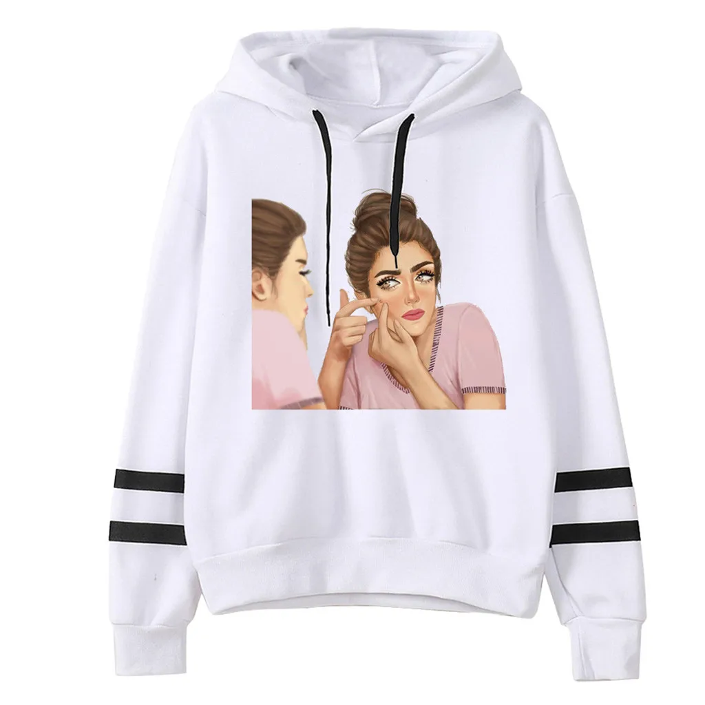 С буквенным принтом в полоску с круглым воротником стиле Харадзюку Толстовка