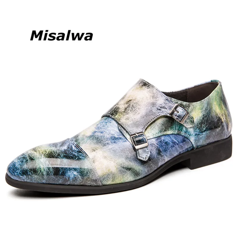 Misalwa Lightning взрывных узор уникальные мужские туфли из искусственной кожи Туфли под