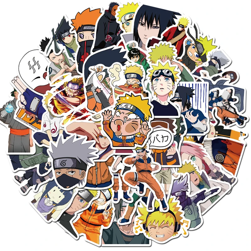 Paquete de pegatinas de dibujos animados de Naruto, pegatinas de Anime impermeables para monopat&iacute;n, guitarra, equipaje, port&aacute;til, bicicleta, pegatinas de juguete para ni&ntilde;os, 10/30/50 Uds.-1