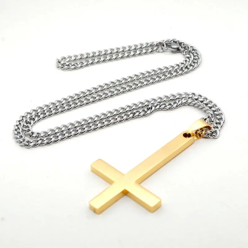 1PC Dainty Stainless Steel Upside Down Cross Necklace for Men Inverted Pendant with Chain Fashion Jewelry 3 Colors | Украшения и