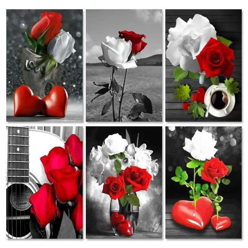 

SDOYUNO Paint By Numbers Kits On Canvas Flowers DIY Frame 60x75cm Oil Painting By Numbers Handpaint Rose Wall Art Home Decor