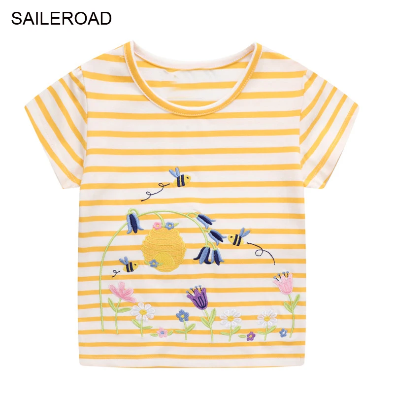 

Хлопковые футболки с радужным единорогом и цветами, на возраст 2-7 лет