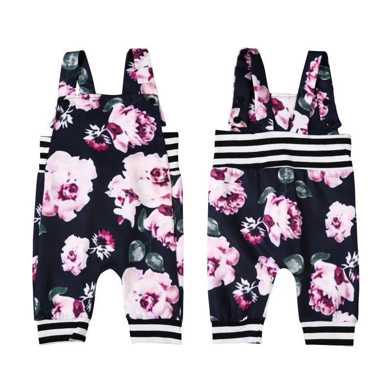 Летний комбинезон из двух предметов для девочек на лямках с большим цветком +