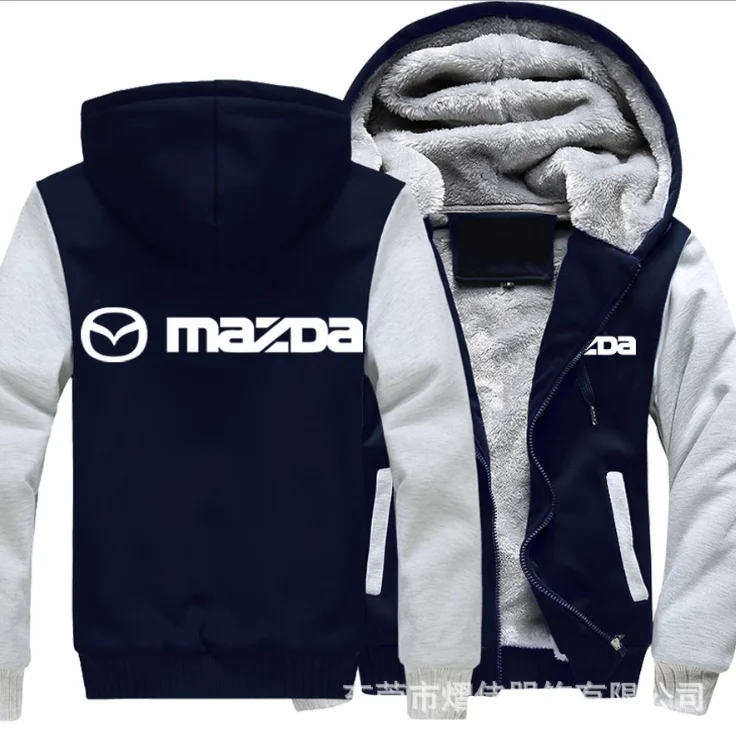 

NEW For MAZDA Fleece Cotton Coats Liberalism Winter Zipper Print Mens Hoodies Jacket MC Thicken Sweaterwear
