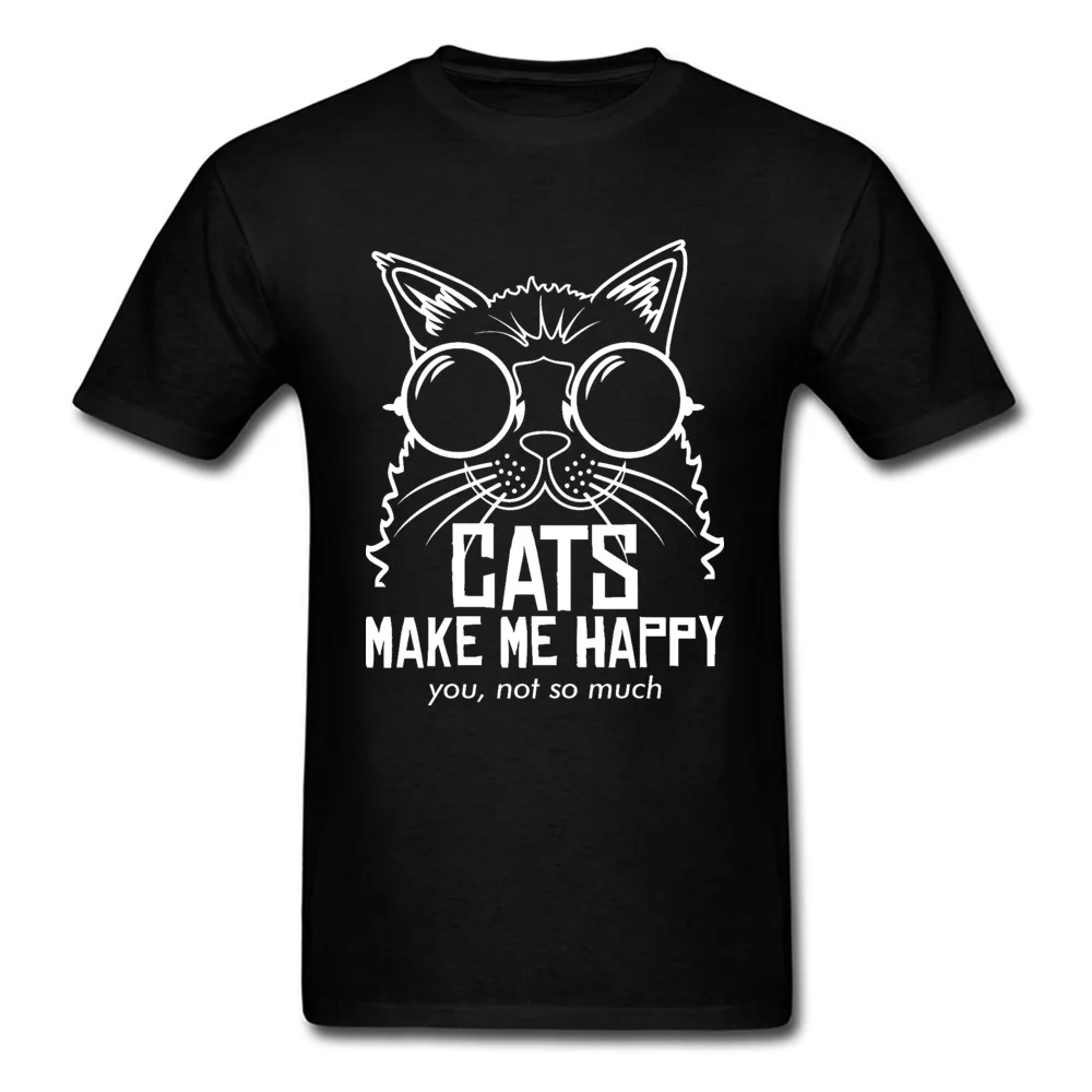 

CAT MAKE ME HAPPY Sunshine Design Youth Tops T Shirt 3D Cat Crewneck Cotton T Shirts Black Fashion Casual Clothes