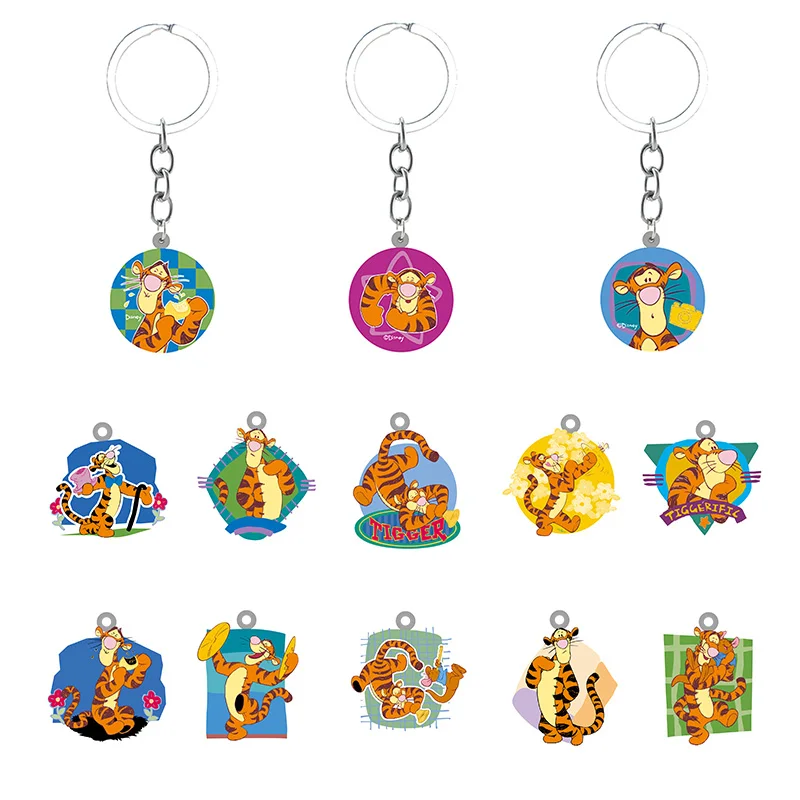 

Disney Characters Tigger Piglet And Winnie The Pooh Anime Pattern Epoxy Resin Keyring School Bag Pendant Jewelry Keychain TTH418