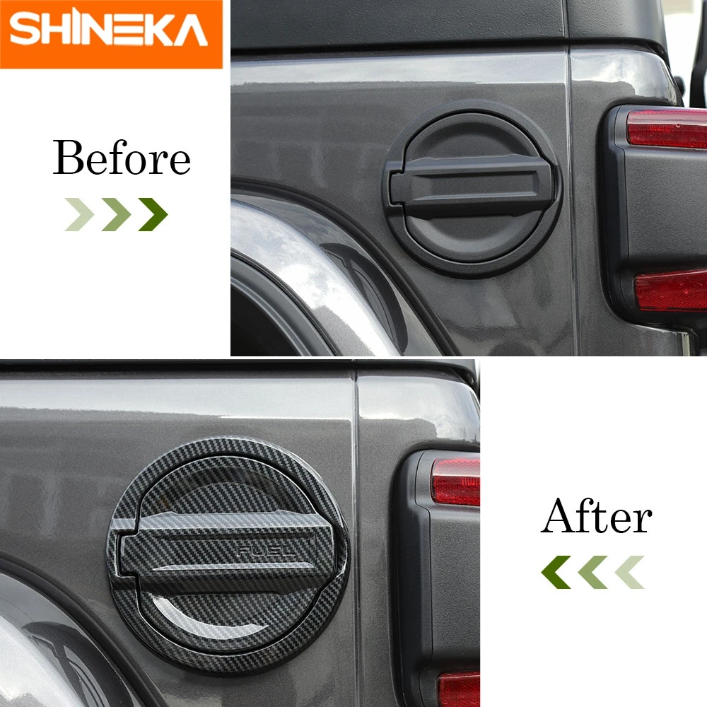 shineka tank covers for jeep wrangler jl 2018 2 pcs abs car gas fuel tank cap cover stickers for jeep wrangler jl accessories free global shipping