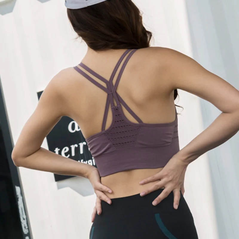 

Energy Seamless Bra Criss Cross Top Black Tank Crop Top Push Up Sports Bra Workout Tops For Women Gym Sport Bras Bralette