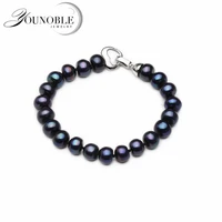 100 real natural black pearl bracelet womenbutton round freshwater pearl bracelet anniversary gift