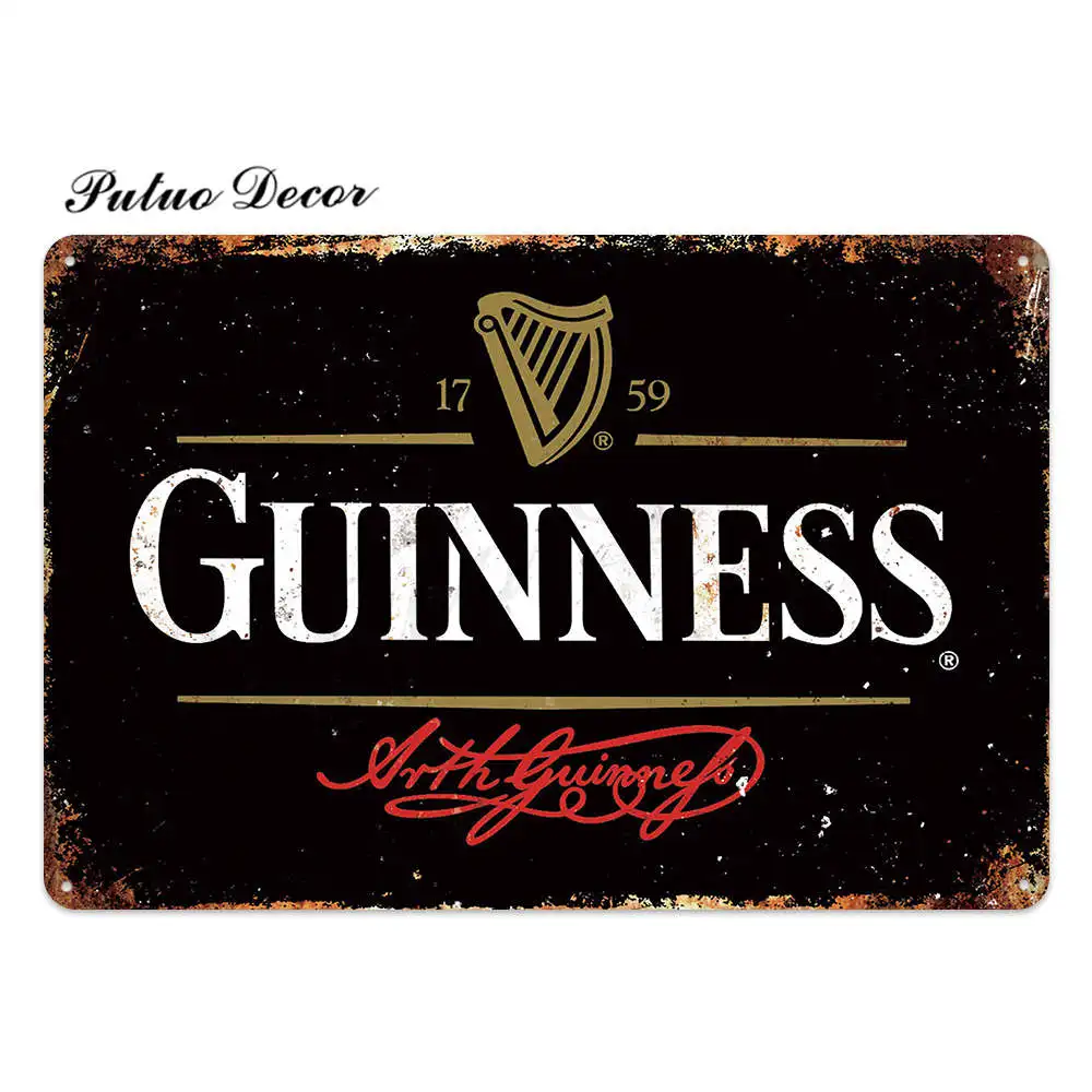 TH2538 Винтажная металлическая табличка Guinness, Оловянная табличка, металлическая винтажная тарелка для паба, Настенная декоративная тарелка для бара, паба, клуба, человека, пещеры - Цвет: TH2538