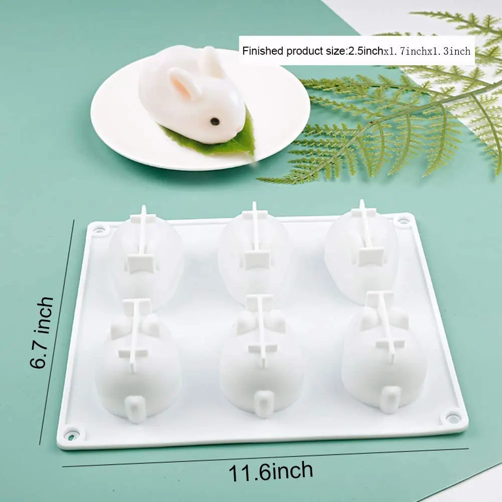 

Silicone Rabbit Cake Molds for Baking Dessert Rabbit Mould Mousse Cake Decorating 3D Bunny 6 cavity Decoration Accessories