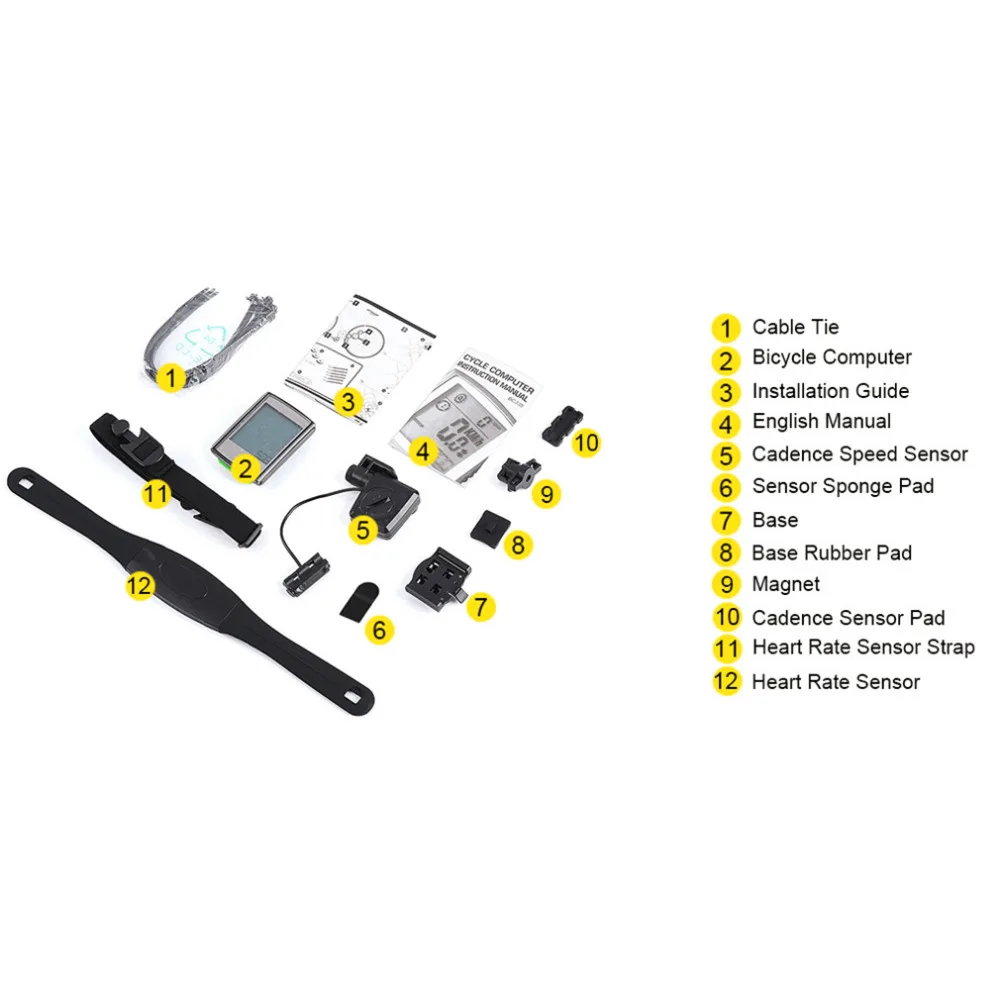 

Wireless Bicycle Computer Bike Odometer Speedometer LCD Display 3 in 1 Cycling Computer With Cadence Heart Rate Monitor