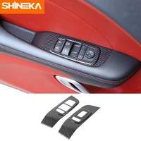 shinek car interior carbon fiber door window lift button panel decoration cover for dodge challenger 2015 2020 accessories
