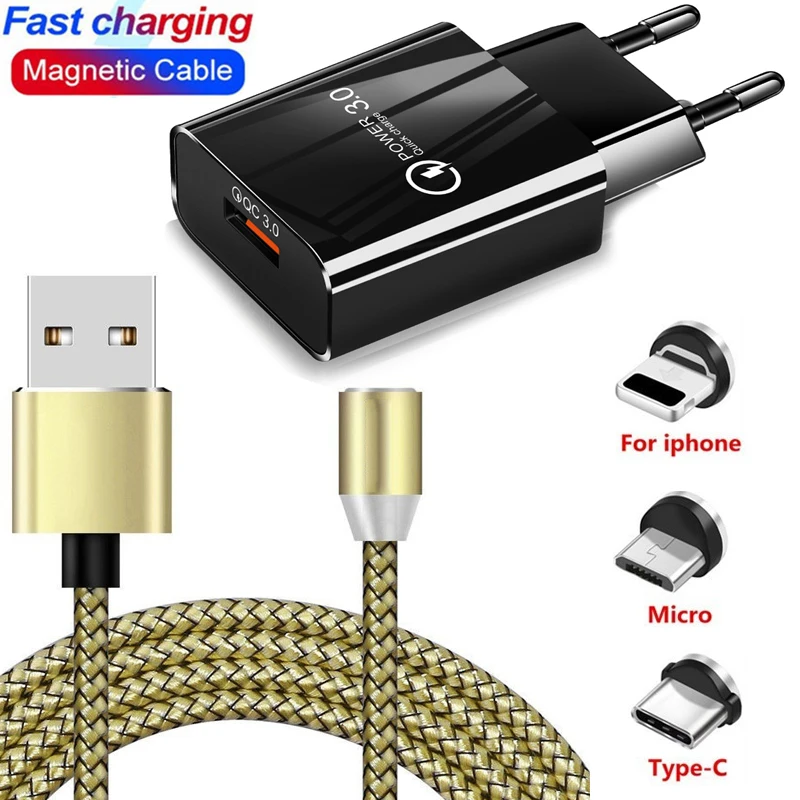 Магнитный usb кабель для быстрой зарядки 2.4A iPhone 7 8 11 Pro XS MAX Moto G4 G5 G5S G6 E5 E6 Plus Type C Micro