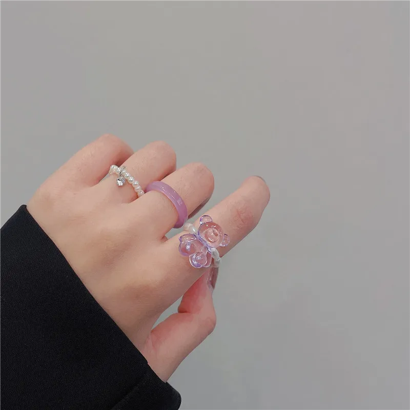 Новые модные разноцветные большие квадратные акриловые кольца из смолы для