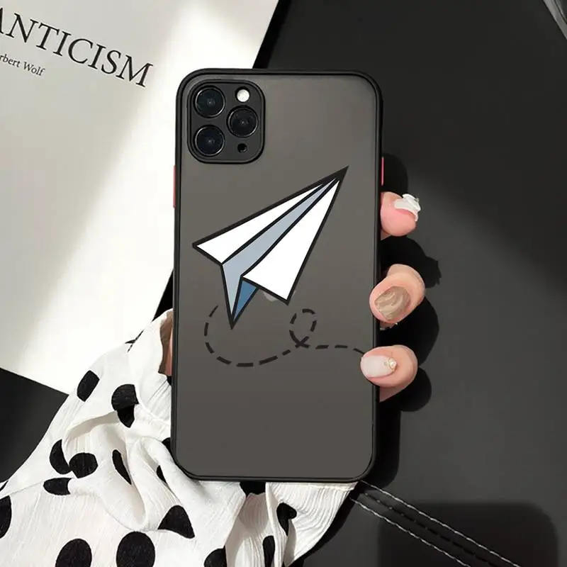 

paper airplane Childhood flying cute Phone Case Matte Transparent for iPhone 7 8 11 12 s mini pro X XS XR MAX Plus mobile bags