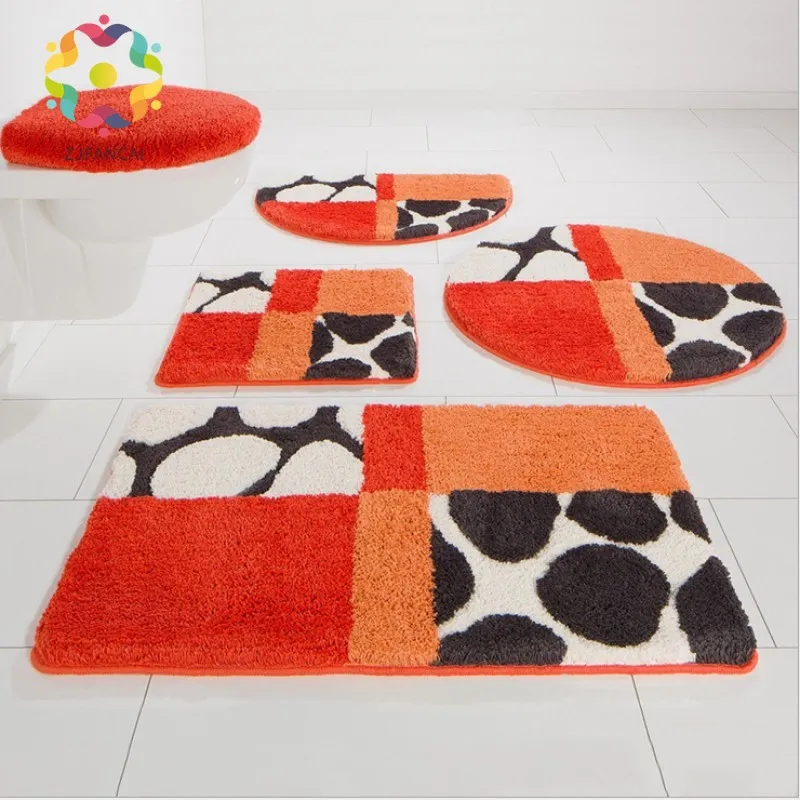 Короткий бархатный коврик из микрофибры абсорбирующий для ванной многоцветный