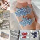 Свадебные подвязки с вышивкой, белые кружевные подвязки для сувенирасвадебные подвязки с кристаллами Стразы под заказ