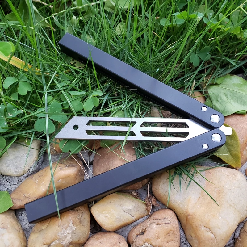 THEONE кальмар бабочка тренировочный нож 440 Лезвие Черная алюминиевая ручка Jilt NotSharp