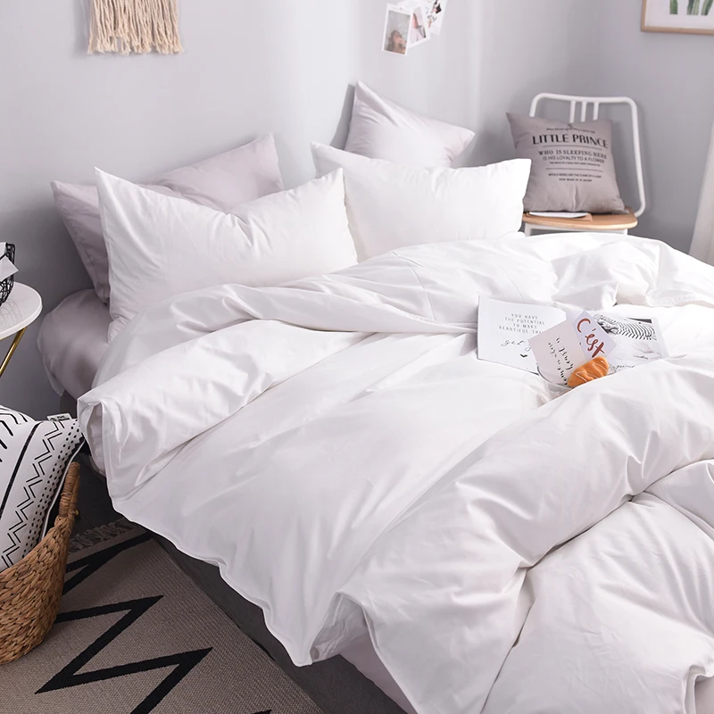 

100% Cotton white duvet cover Pure color luxury quilt cover twin full queen king simple Home textiles (Do not include comforter)