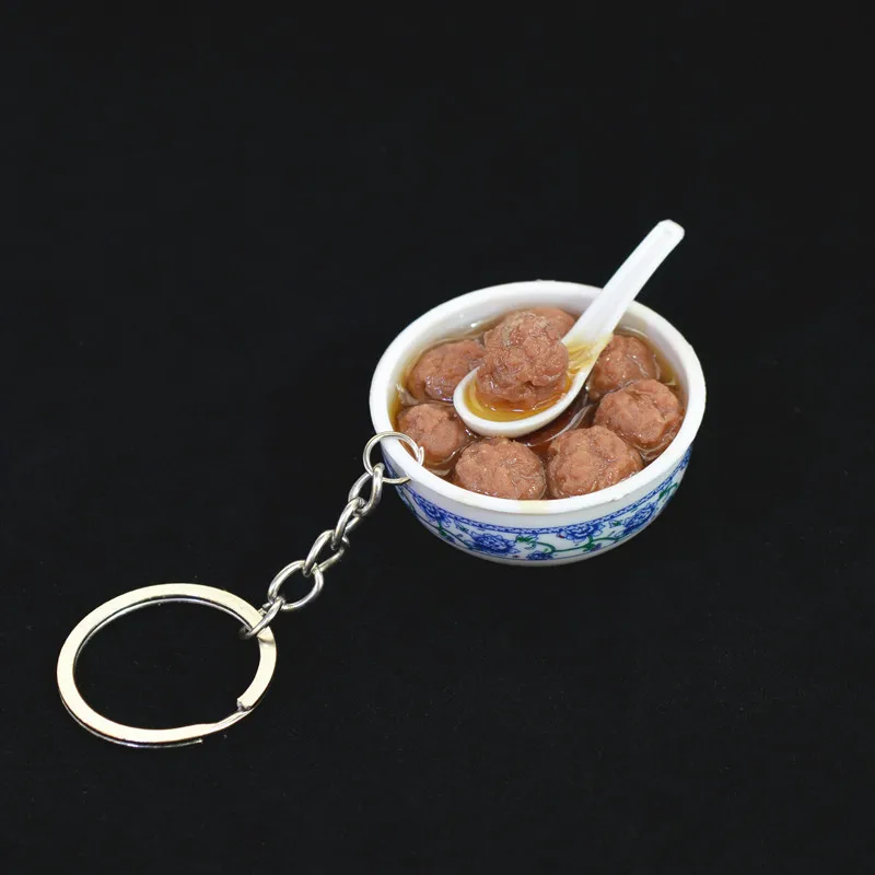 

Miniature miniature food keyring glutinous rice pudding keyring noodles keyring white porridge keyring Meat simulation keyring