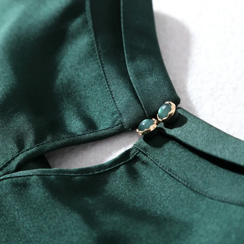 Блузка из натурального шелка женские топы зеленые блузки рубашки с длинным