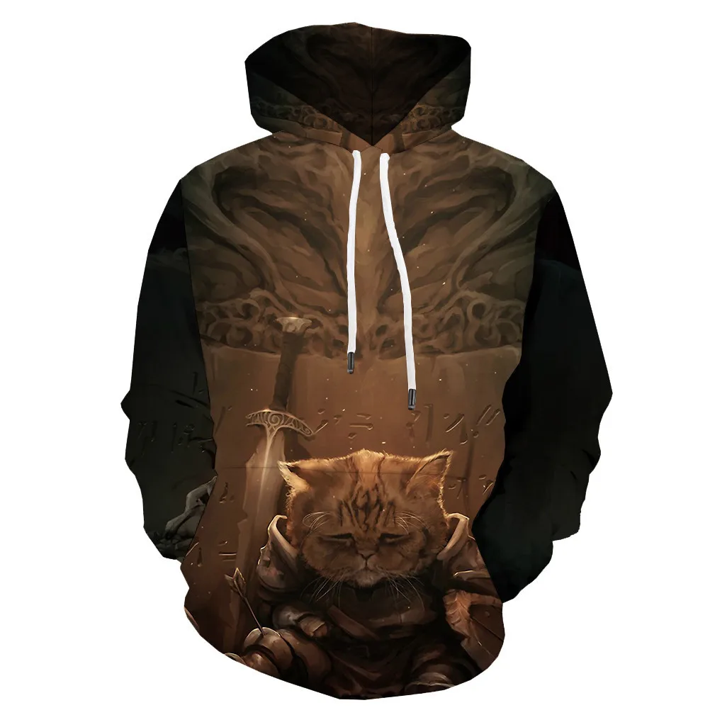 

New cat animal 3d T-shirt men's street hoodies sweatshirts knight 3D printing Autumn and winter clothing худи оверсайз