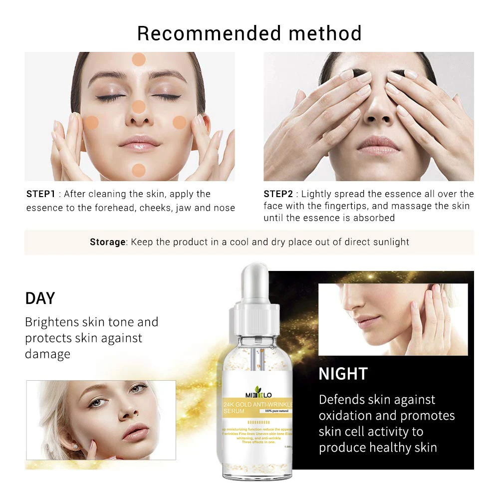 24-каратная Золотая увлажняющая эссенция чистая гиалуроновая кислота сыворотка