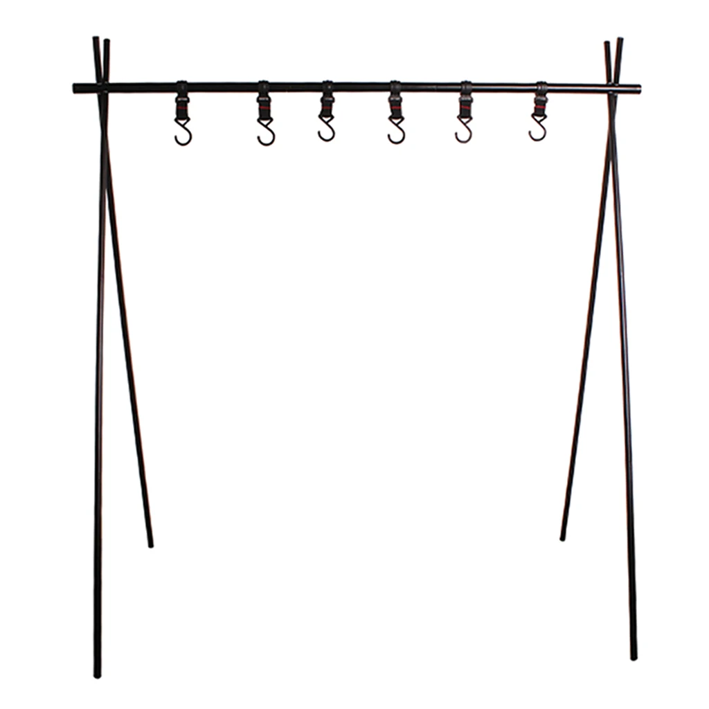 

Portable Hanging Rack with Tripod Stand Shelf Bracket with 6pcs Movable Hooks