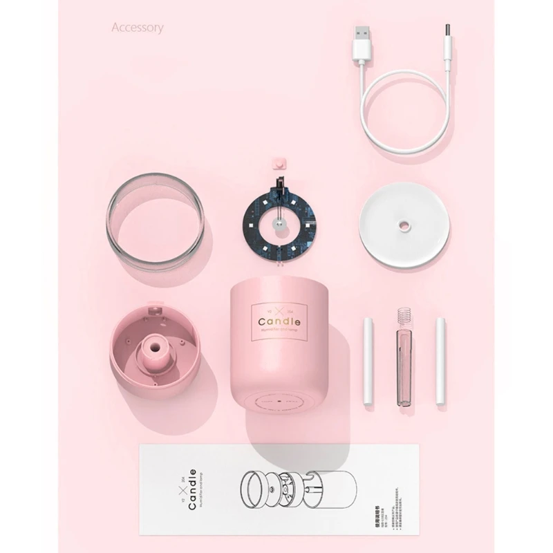 

280ML Candlestick Night Light USB Humidifier Air Humidifier LED Candle Ultrasonic Cool Mist Essential Oil Diffuser USB Aroma Lam