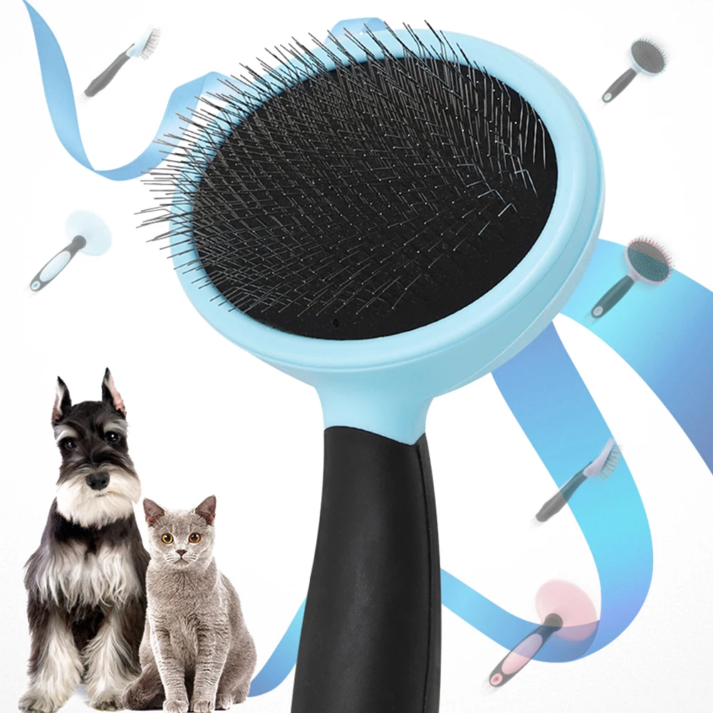 

Dog Hair Removal Comb Grooming Brush Stainless Steel Cats Combs Automatic Non-slip Brushs for Dogs Cleaning Supplies Dropship