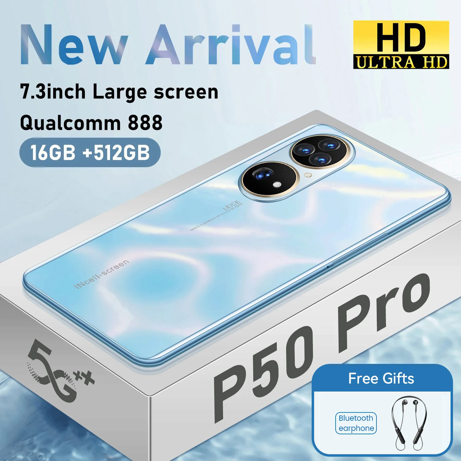 

New Arrival Global Version P50 Pro+ 7.3 inch Smartphone 16GB+512GB Android11 6800mAh 32MP+64MP Unlock Dual SIM Cellphone