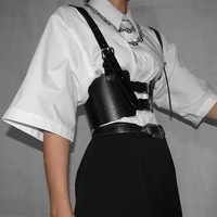 fashion cummerbunds adjustable buckle black pu leather belt ladies bustier girl punk street waist corset shaper accessories