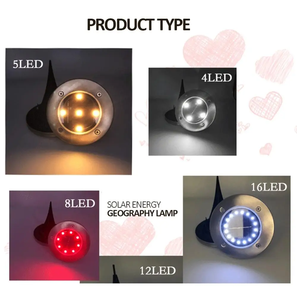 Наземная лампа s 8 светодиодов на солнечной батарее подземная уличный дорожный